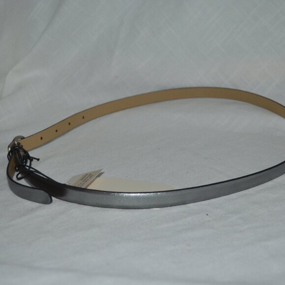NWT $335 Sz 85 XS/S Dorothee Schumacher Nightfever Silver Leather Skinny Belt main image 5
